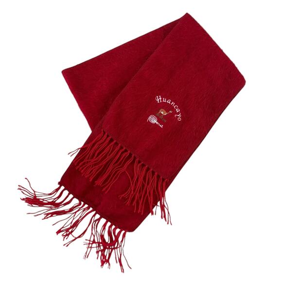 Huancayo Peru Alpaca Wool Scarf Red Fringe Holiday Christmas Soft Winter Cozy - Picture 5 of 5